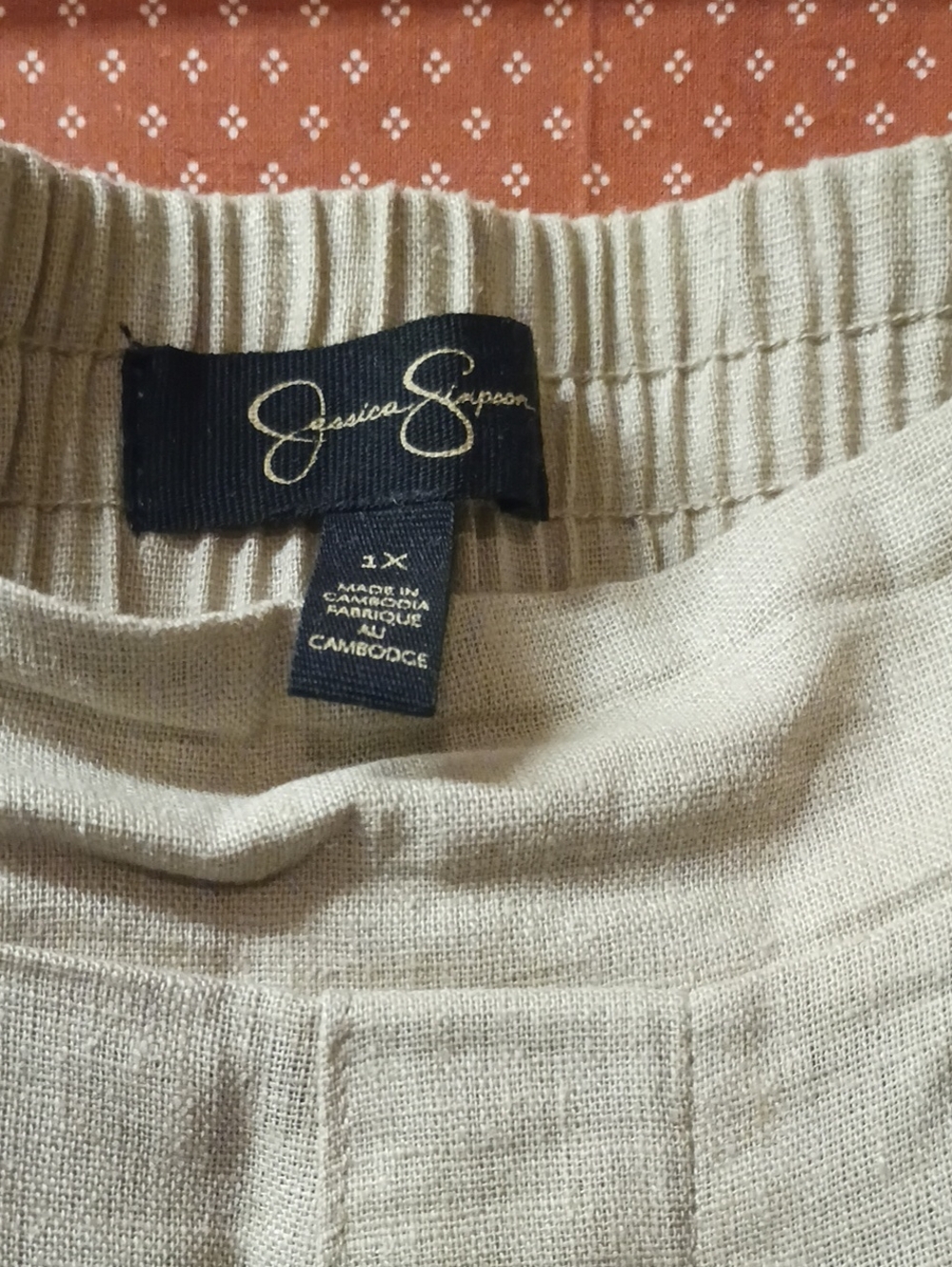 Jessica Simpson Light Beige Elastic Waist Weman Pants With Pockets